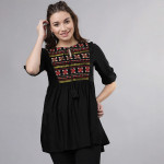 Women Black Solid Tunic