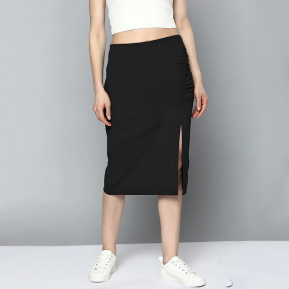 https://retrofashionzs.com/products/women-black-pure-cotton-solid-ruched-straight-skirt