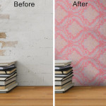 Pink & Off-White Printed Waterproof Wallpaper