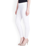 Women White Solid Ankle Length Leggings