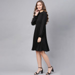 Black Accordion Pleats Empire Dress