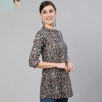 Women Black & Maroon Abstract Printed Tunic