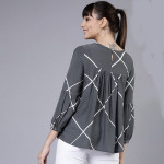 Women Grey and White Printed A-Line Top