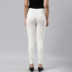 Women Cream-Coloured Solid Ankle-Length Leggings