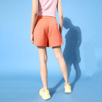 Women Elegant Coral Self-Design Summer Shorts