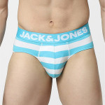 Men Blue Striped Basic Briefs