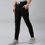 Men Black Solid Organic Cotton Track Pants