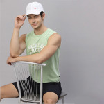 Men Mint Printed Round Neck Sleeveless T-Shirt Vest