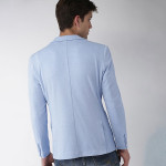 Men Blue Solid Single-Breasted Knitted Blazer