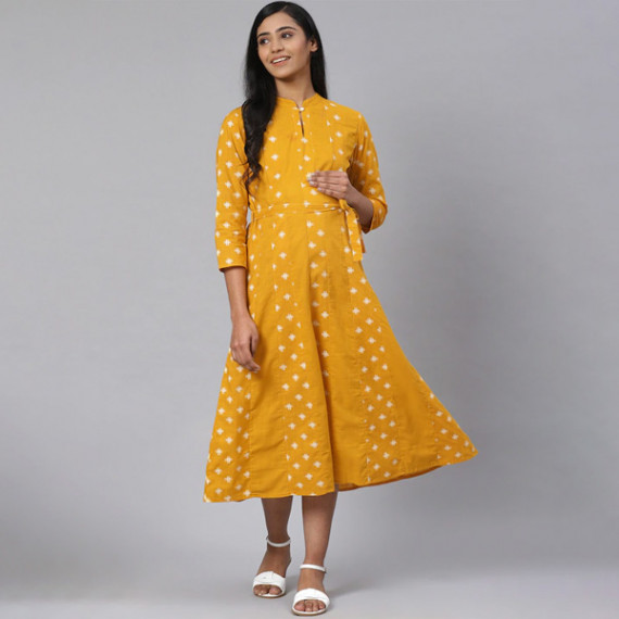 https://retrofashionzs.com/products/women-mustard-yellow-off-white-printed-pure-cotton-maternity-a-line-dress