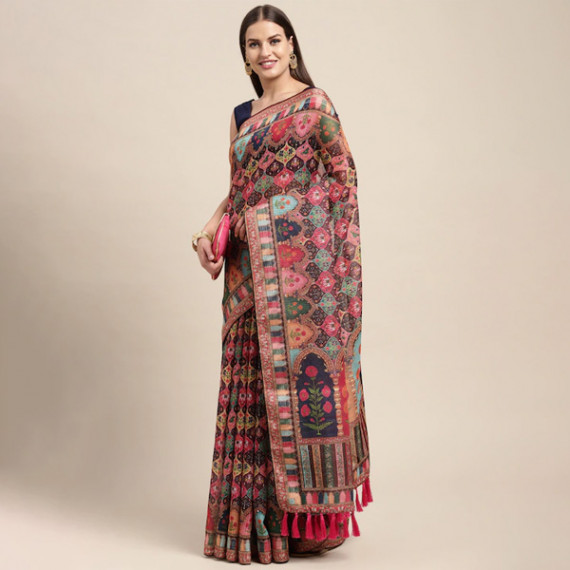 https://retrofashionzs.com/products/peach-coloured-multicoloured-kalamkari-sequinned-linen-blend-block-print-saree